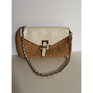 Michael Kors Naomi Straw Ivory Shoulder Bag Preowned Small